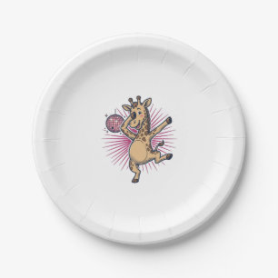Dansende Giraffe Disco Bal Retro Gravure Shirt Papieren Bordje