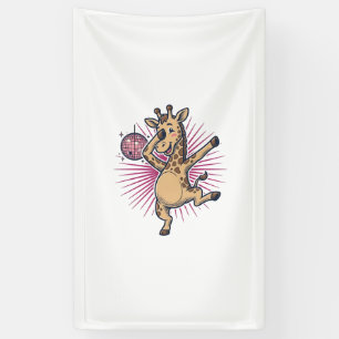 Dansende Giraffe Disco Bal Retro Gravure Shirt Spandoek