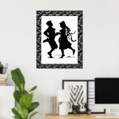 Dansende Girl Boy Silhouette Art Poster (Thuiskantoor)