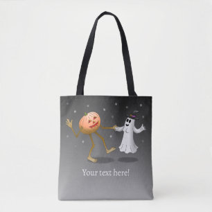 Dansende Halloween pompoen en spook Draagtas