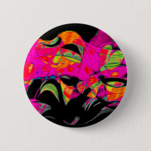 Dansende harten op zwarte Chiffon Ronde Button 5,7 Cm