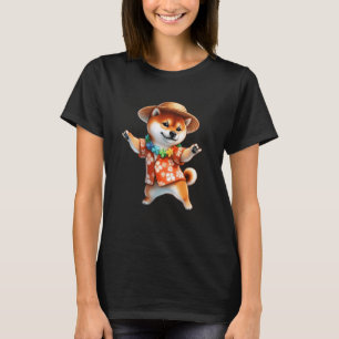 Dansende Hawaïaanse Corgi met Tropische Bloemen Ho T-shirt