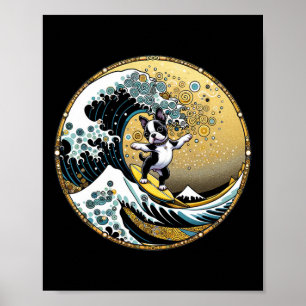 Dansende Hond Surfplank Grote Golf Surfen - Boston Poster