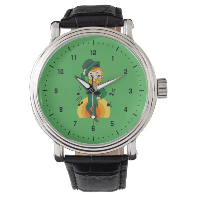 Dansende kabouter, St. Patrick's Day cartoon Horloge (Voorkant)
