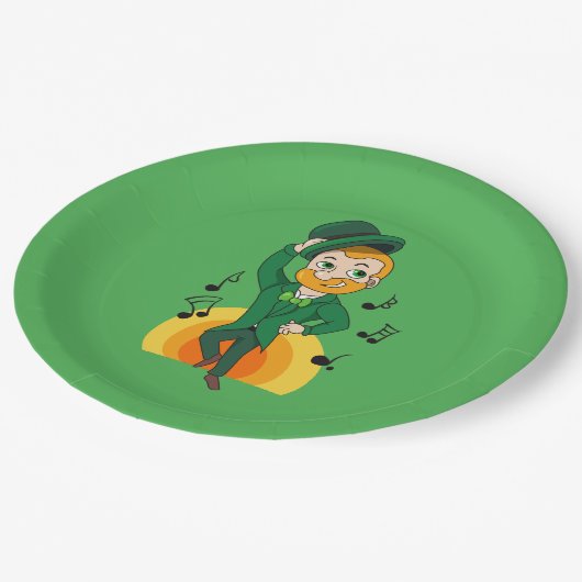 Dansende kabouter, St. Patrick's Day cartoon Papieren Bordje (Gekanteld)