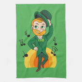Dansende kabouter, St. Patrick's Day cartoon Theedoek (Verticaal)
