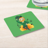 Dansende kabouter, St. Patrick's Day cartoon Vierkante Kartonnen Onderzetter (Schuin)