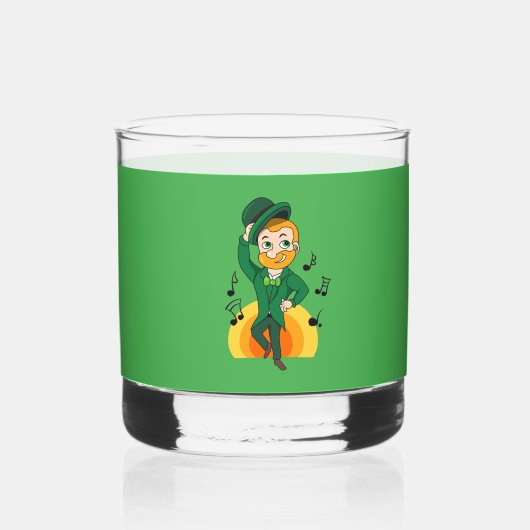 Dansende kabouter, St. Patrick's Day cartoon Whisky Glas (Voorkant)