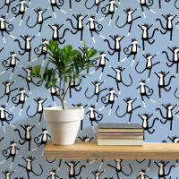 Dansende kat patroon blauw