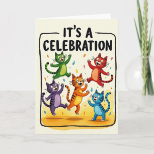 Dansende Katachtigen Feestkaart Kaart