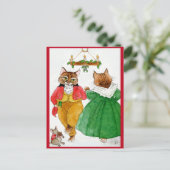 Dansende katten, Muzikmuis, Kerstmis Briefkaart (Staand voorkant)