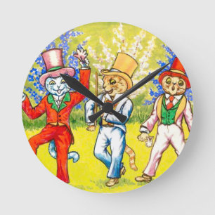 Dansende katten ronde klok