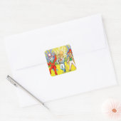 Dansende katten vierkante sticker (Envelop)