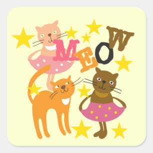 Dansende katten vierkante sticker