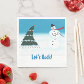 Dansende kerstboom Snowman Let's Rock Napkins Servet (Insitu)
