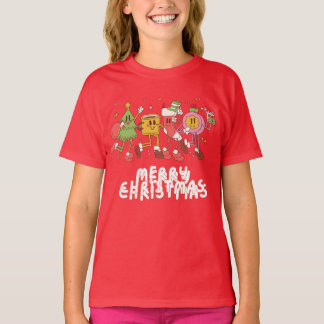 Dansende kerstkarikaturen t-shirt