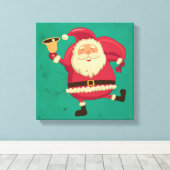 dansende Kerstman Canvas Afdruk (Insitu (Houten vloer))