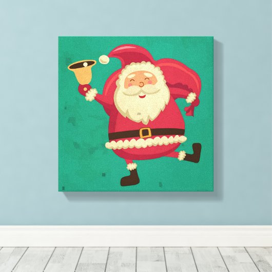 dansende Kerstman Canvas Afdruk (Insitu (Houten vloer))