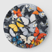Dansende kleurrijke vlinder acryl kunst, grote klok (Voorkant)