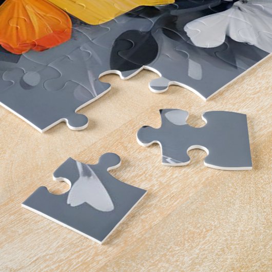 Dansende kleurrijke vlinder acryl kunst, legpuzzel (Zijkant)