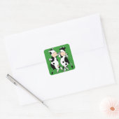 Dansende Koeien (filmsterren) Vierkante Sticker (Envelop)