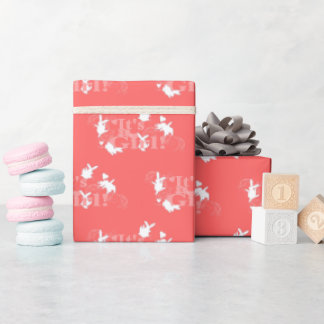Dansende konijntjes "Het is een meisje!" Roze inpa Cadeaupapier