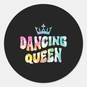 Dansende Koningin Groovy Tie Dye Ladies Night Part Ronde Sticker