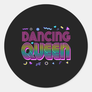Dansende Koningin Shirt Dansen 70's Ronde Sticker
