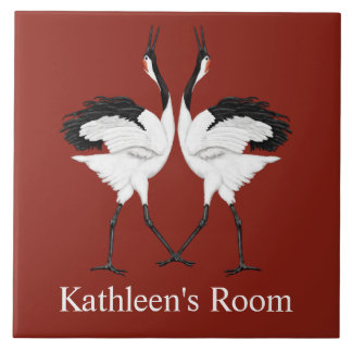 Dansende Kraanvogels Kamer Plaque Tegeltje