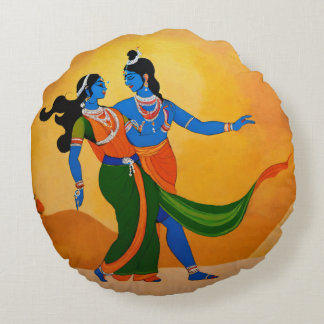 Dansende Krishna Radha Rond Kussen