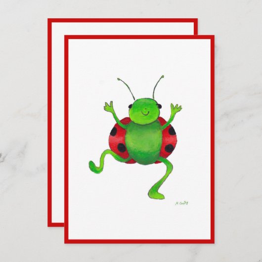 Dansende "ladybug"-uitnodiging kaart (Voorkant / Achterkant)