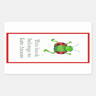 Dansende lieveheersbeestje bookplate rechthoekige sticker