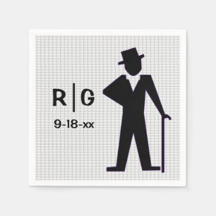 Dansende Man Silhouet Top Hoed & Cane Custom Servet