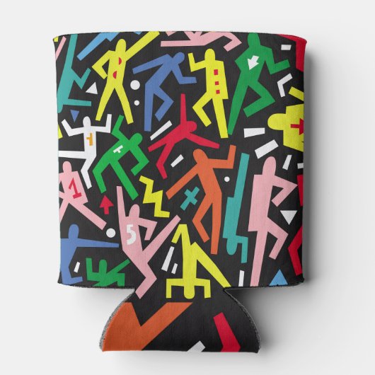 Dansende mensen, doodle set patroon. blikjeskoeler (Achterkant)