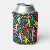 Dansende mensen, doodle set patroon. blikjeskoeler (Blikje Achterkant)