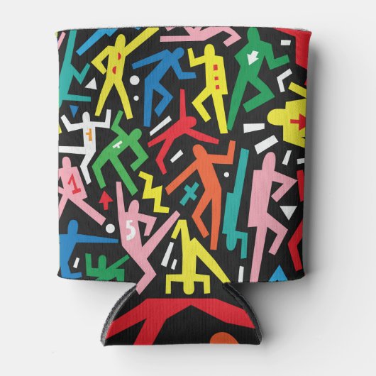 Dansende mensen, doodle set patroon. blikjeskoeler (Voorkant)