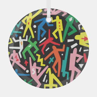Dansende mensen, doodle set patroon. glas ornament