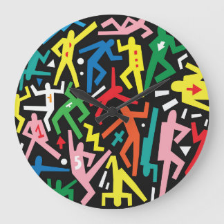 Dansende mensen, doodle set patroon. grote klok