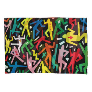 Dansende mensen, doodle set patroon. kussensloop