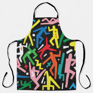 Dansende mensen, doodle set patroon. schort