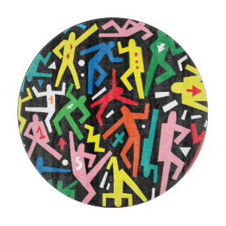 Dansende mensen, doodle set patroon. snijplank