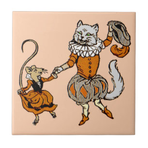 dansende muis met een kat tegeltje