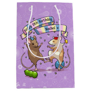 Dansende muizen voegen de naam Happy Birthday Part Medium Cadeauzakje