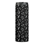 Dansende Muzieknoten Patroon en Roze Monogram Thermosbeker (Achterkant)