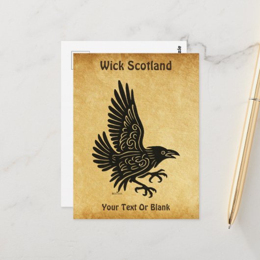 Dansende Noorse Raaf Briefkaart (Voorkant / Achterkant in situ)
