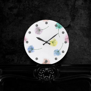 Dansende opties  Waterverf Floral Pattern Ronde Klok