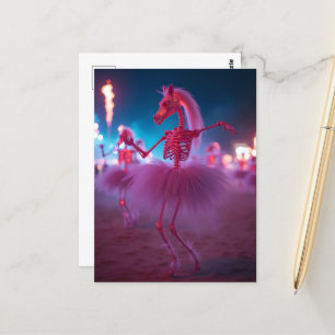 Dansende paardenskeletten in roze tutus woestijnac briefkaart