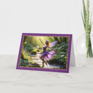 Dansende Paarse Fairy Young Girl's Birthday Kaart