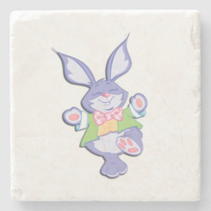 Dansende Paarse paasbunny Stenen Onderzetter