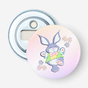 Dansende paarse paashaas button flesopener